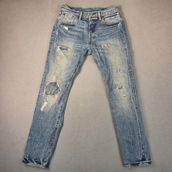 Levis 501 CT Jeans Mens 27x30 Thrashed Patched Selvedge Button Tag 29x30